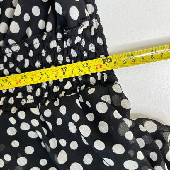 Mlle Gabrielle Black White Polka Dot Surplice Sleeveless Chiffon Dress Women 2X - Picture 14 of 16
